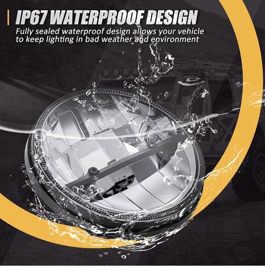 97-17 Jeep Wrangler JK TJ LJ CJ 18 Wrangler JK with Adapter Harness (Left & Right) DOT Approved 7 inches LED Headlight High Low Beam Compatible with