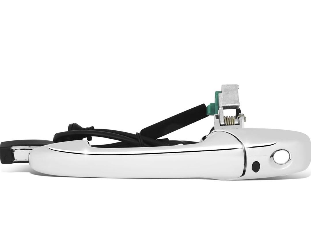 Front Left Outer Door Handle Compatible with 04-09 Mazda RX-8/07-12 CX-7/07-15 CX-9, w/Smart Entry, Chrome,