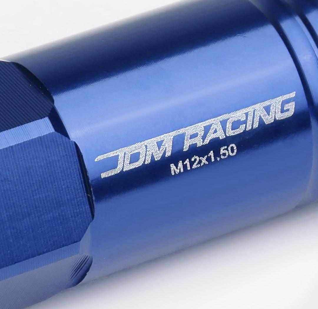 20Pcs M12 x 1.5 Aluminum Alloy Open End Wheel Lug Nuts w/Deep Drive Extension, 20mm OD/60mm H, Blue