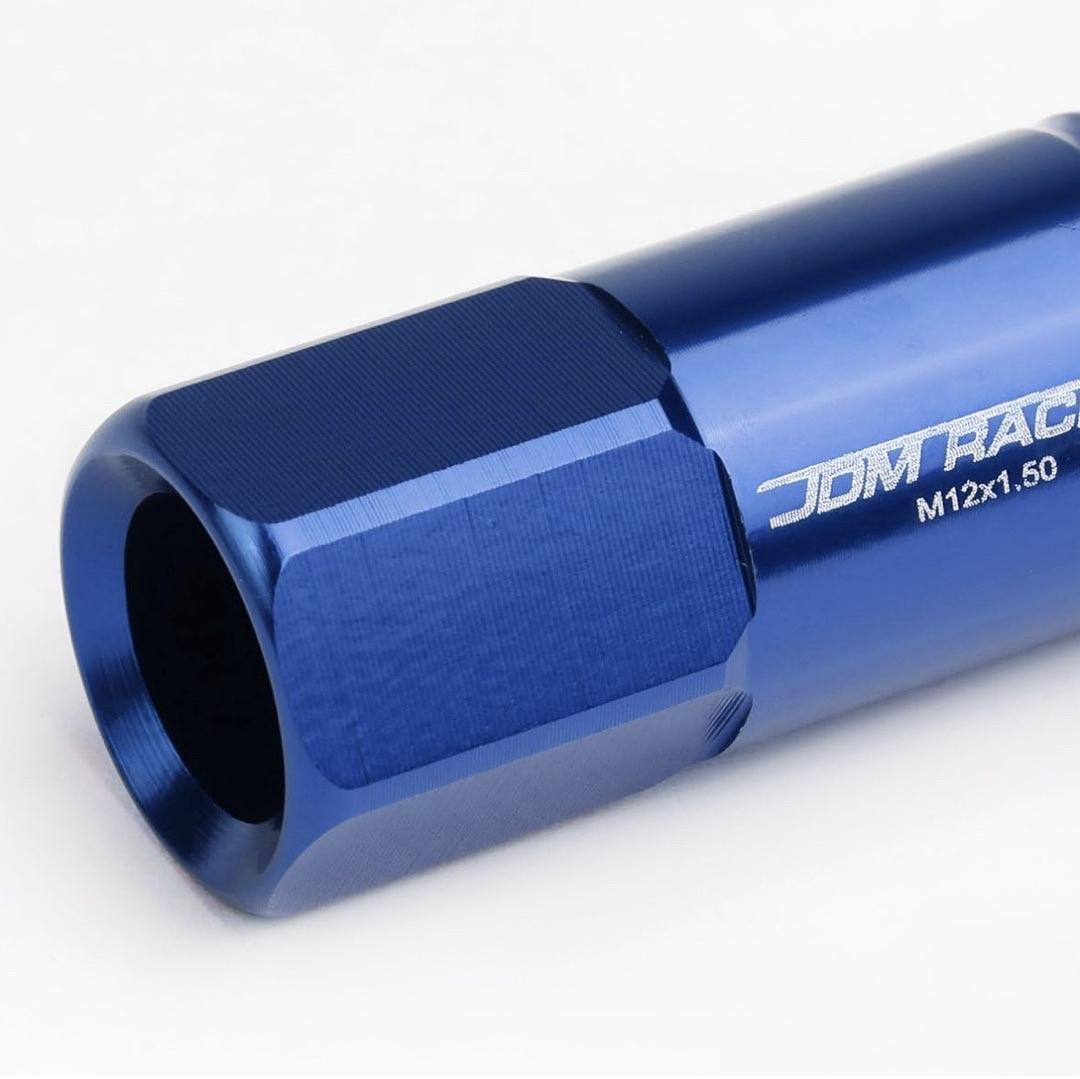 20Pcs M12 x 1.5 Aluminum Alloy Open End Wheel Lug Nuts w/Deep Drive Extension, 20mm OD/60mm H, Blue