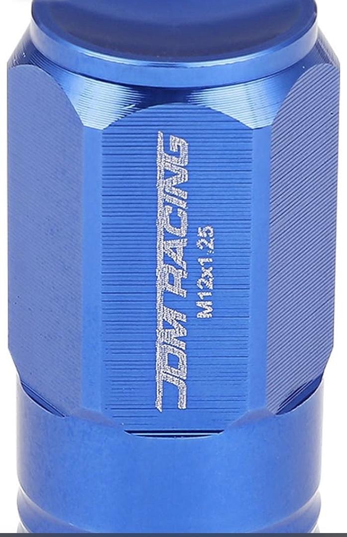 20Pcs Closed End Design M12 x 1.25 Aluminum Alloy Wheel Lug Nuts + Deep Drive Extension Adapter, 20mm OD/50mm Height (Blue)
