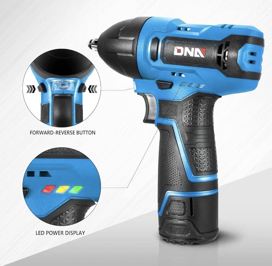 Cordless Impact Wrench, 3/8‚Äù Chuck Max Torque 120Nm 12V Electric Power Impact Wrench with LED Work Light,Blue (Tool Only)
