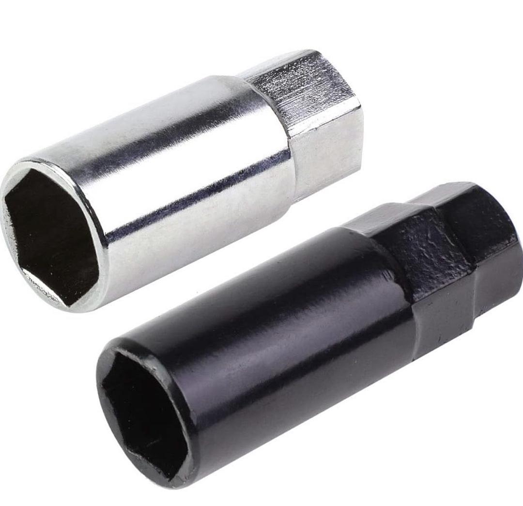 16Pcs M12 x 1.5 25mm OD/75mm Height Open End Style Wheel Lug Nuts + Lock Nut + Key + Extension Adapter, Black