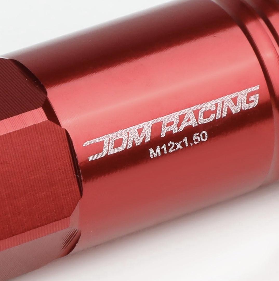 20Pcs M12 x 1.5 Aluminum Alloy Open End Wheel Lug Nuts w/Deep Drive Extension, 20mm OD/60mm H, Red