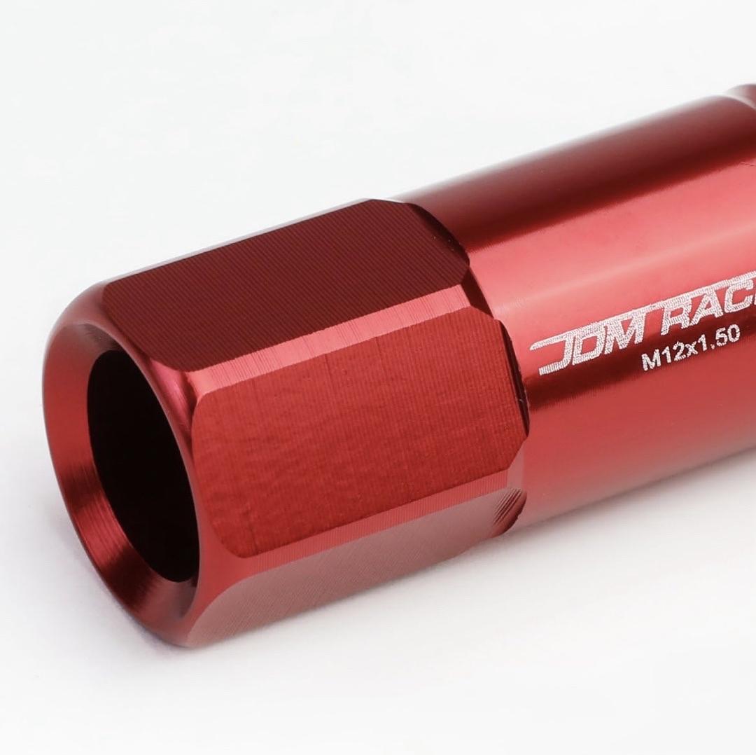20Pcs M12 x 1.5 Aluminum Alloy Open End Wheel Lug Nuts w/Deep Drive Extension, 20mm OD/60mm H, Red