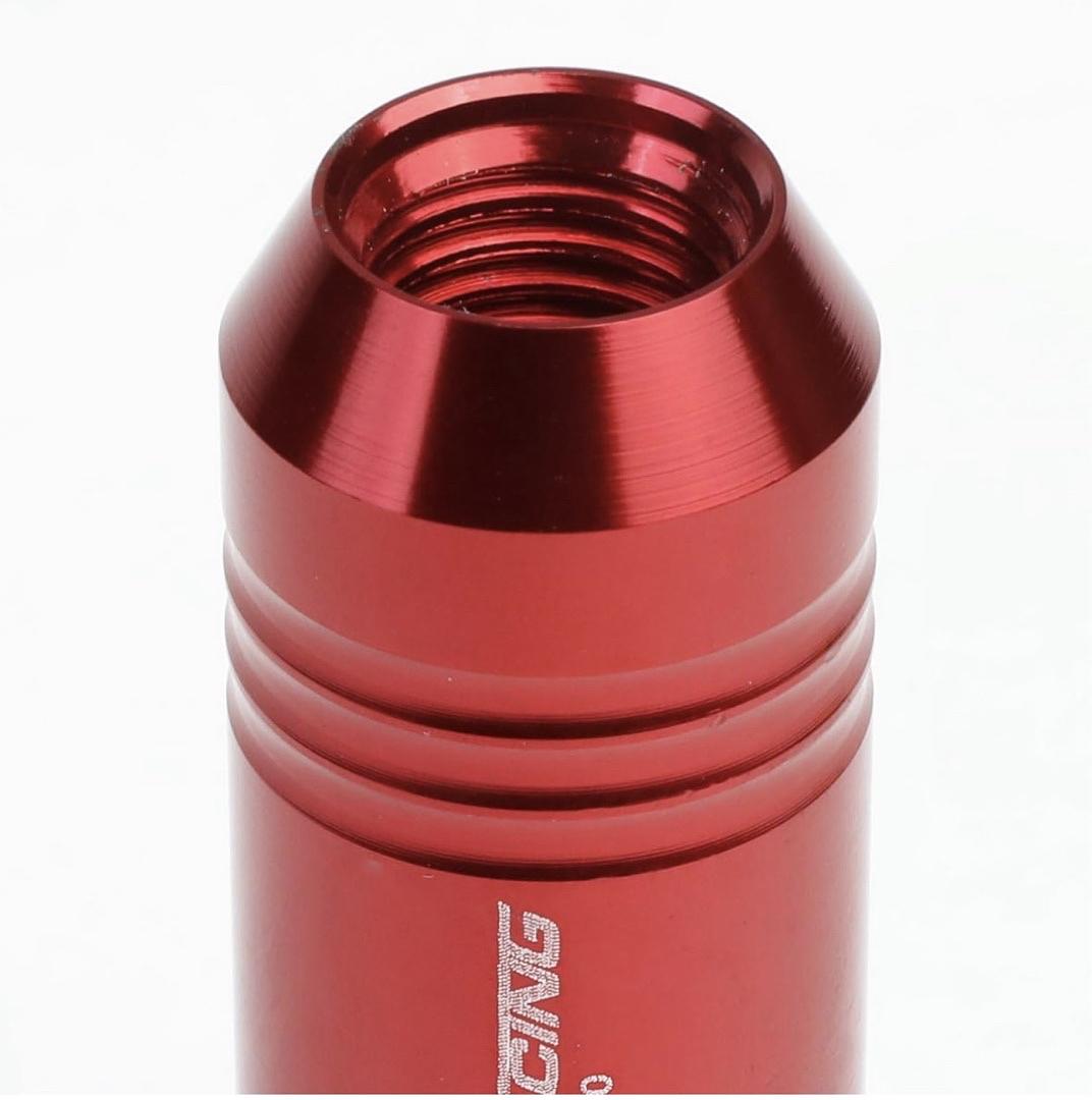 20Pcs M12 x 1.5 Aluminum Alloy Open End Wheel Lug Nuts w/Deep Drive Extension, 20mm OD/60mm H, Red