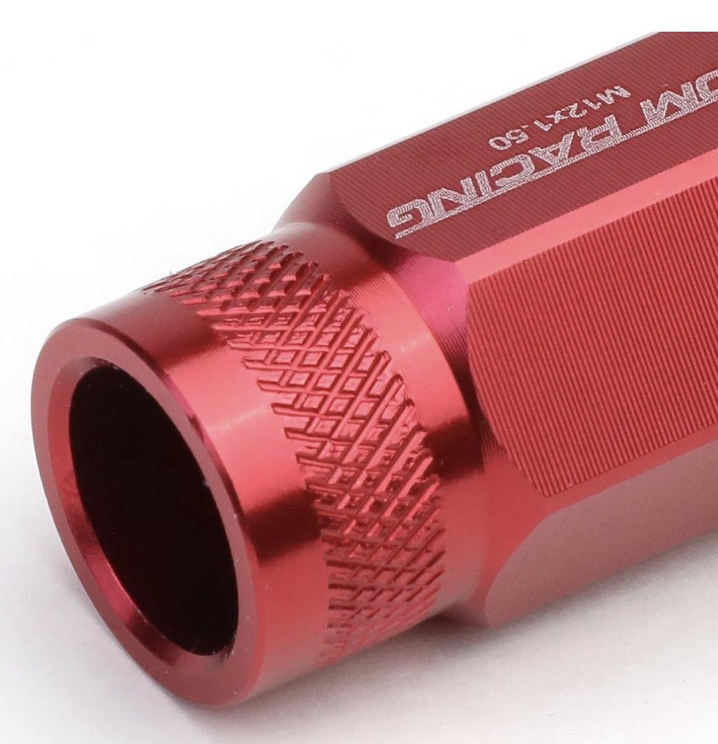 20Pcs M12 x 1.5 Open End Style Wheel Lug Nuts w/Deep Drive Extension Adapter, 25mm OD/50mm H, Red