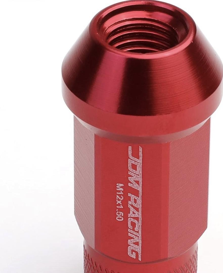 20Pcs M12 x 1.5 Open End Style Wheel Lug Nuts w/Deep Drive Extension Adapter, 25mm OD/50mm H, Red