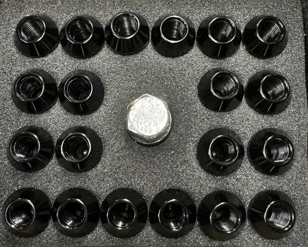 20Pcs M12 x 1.5 25mmOD/35mm Height Close End Lug Nuts w/Deep Drive Extension Adapter, Black
