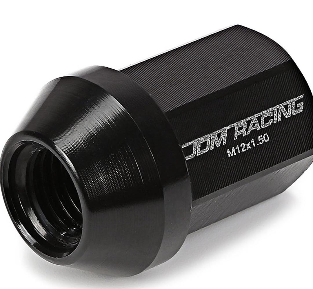 20Pcs M12 x 1.5 25mmOD/35mm Height Close End Lug Nuts w/Deep Drive Extension Adapter, Black