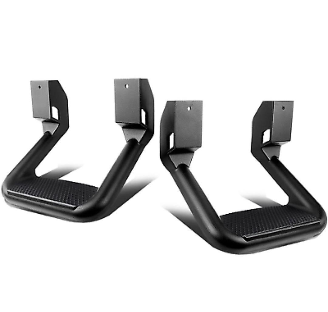 SSTEP-BK Pair Black Aluminum Side Hoop Steps Compatible With Most Pickups and SUV's, 12" L x 11" W x 8" H