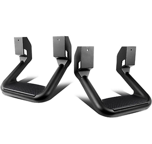 SSTEP-BK Pair Black Aluminum Side Hoop Steps Compatible With Most Pickups and SUV's, 12" L x 11" W x 8" H