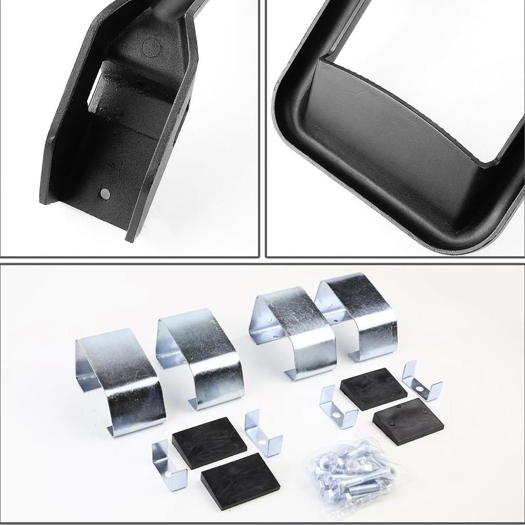 SSTEP-BK Pair Black Aluminum Side Hoop Steps Compatible With Most Pickups and SUV's, 12" L x 11" W x 8" H