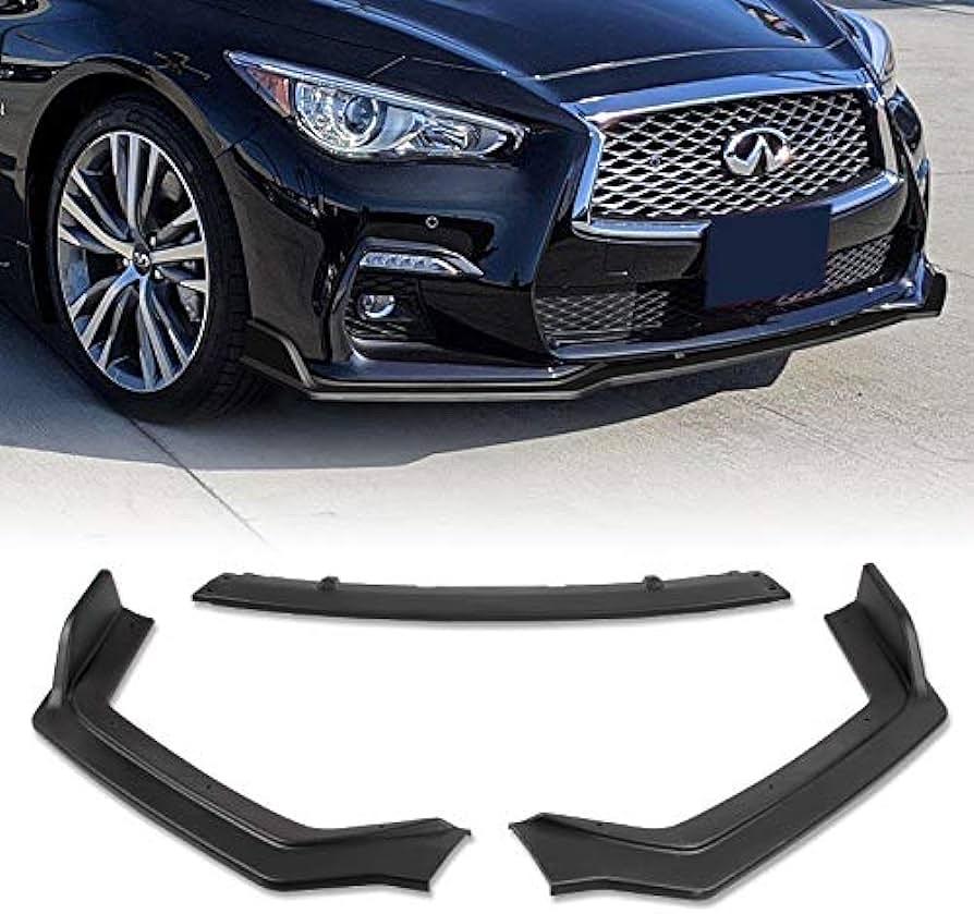 EPARTS-GOGOGO EPARTS 3-Piece Front Bumper Lip Splitter Chin Spoiler Kit Compatible With 2018-2021 Infiniti Q50 Sport Model Only(Unpainted