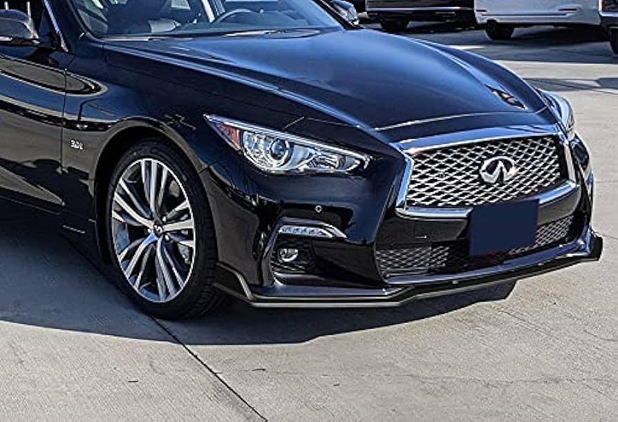 EPARTS-GOGOGO EPARTS 3-Piece Front Bumper Lip Splitter Chin Spoiler Kit Compatible With 2018-2021 Infiniti Q50 Sport Model Only(Unpainted