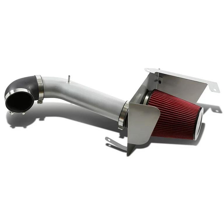 AIP-2-HS-YUKON07-SLSL For 2007 to 2008 Chevy Avalanche Tahoe Silver Coated Aluminum Air Intake Pipe+Red Filter System