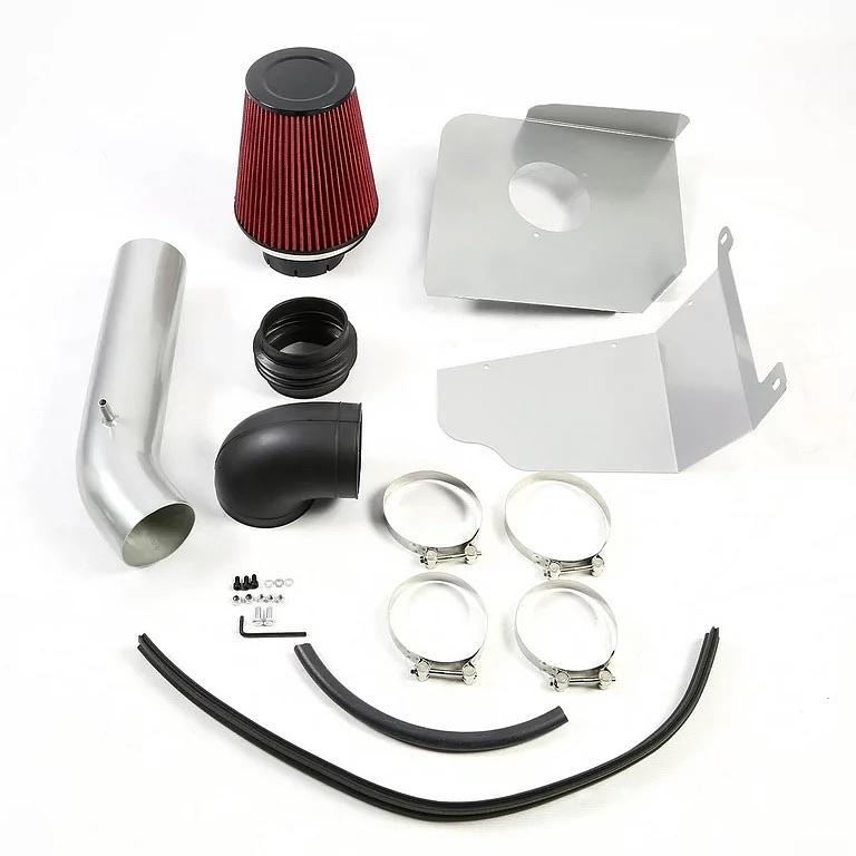 AIP-2-HS-YUKON07-SLSL For 2007 to 2008 Chevy Avalanche Tahoe Silver Coated Aluminum Air Intake Pipe+Red Filter System