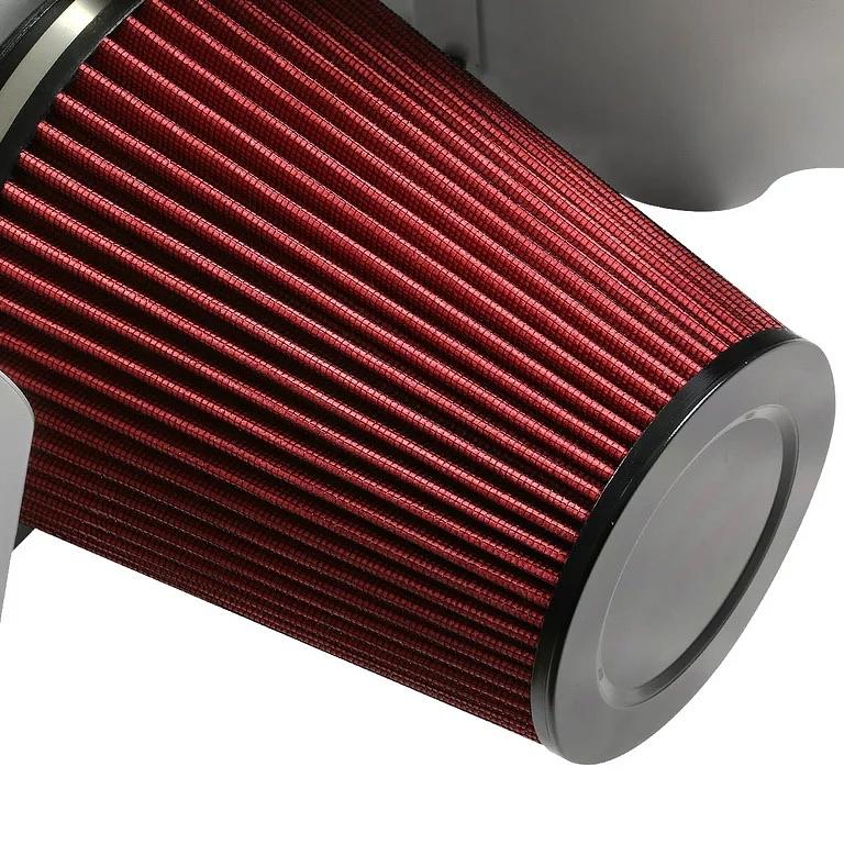 AIP-2-HS-YUKON07-SLSL For 2007 to 2008 Chevy Avalanche Tahoe Silver Coated Aluminum Air Intake Pipe+Red Filter System