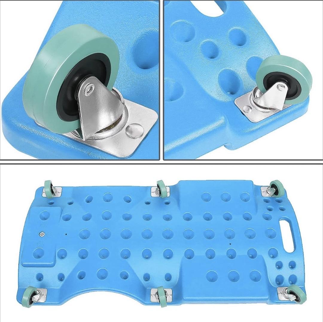 TOOLS-00217 Low Profile Plastic Rolling Garage Shop Creeper with Padded Headrest,Tool Trays & 6pcs Casters,Blue