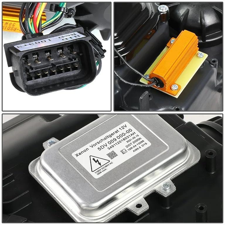 For 2008 to 2010 BMW E60 528I 535I 550I M5 w/o AFS Pair Black Housing Dual 3D Crystal LED U-Halo+Turn Signal Porjector HID Headlight Lamps 09
