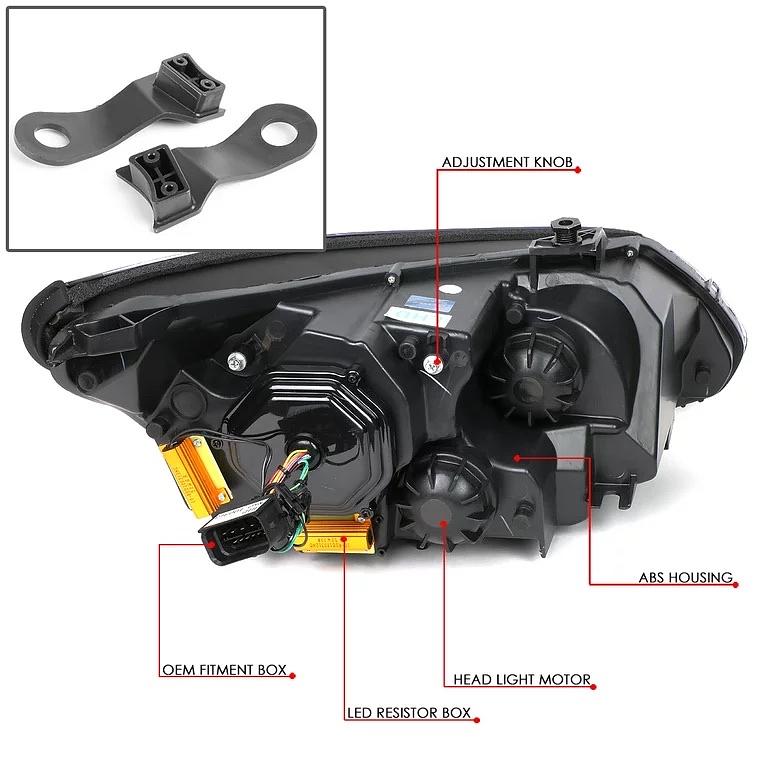 For 2008 to 2010 BMW E60 528I 535I 550I M5 w/o AFS Pair Black Housing Dual 3D Crystal LED U-Halo+Turn Signal Porjector HID Headlight Lamps 09