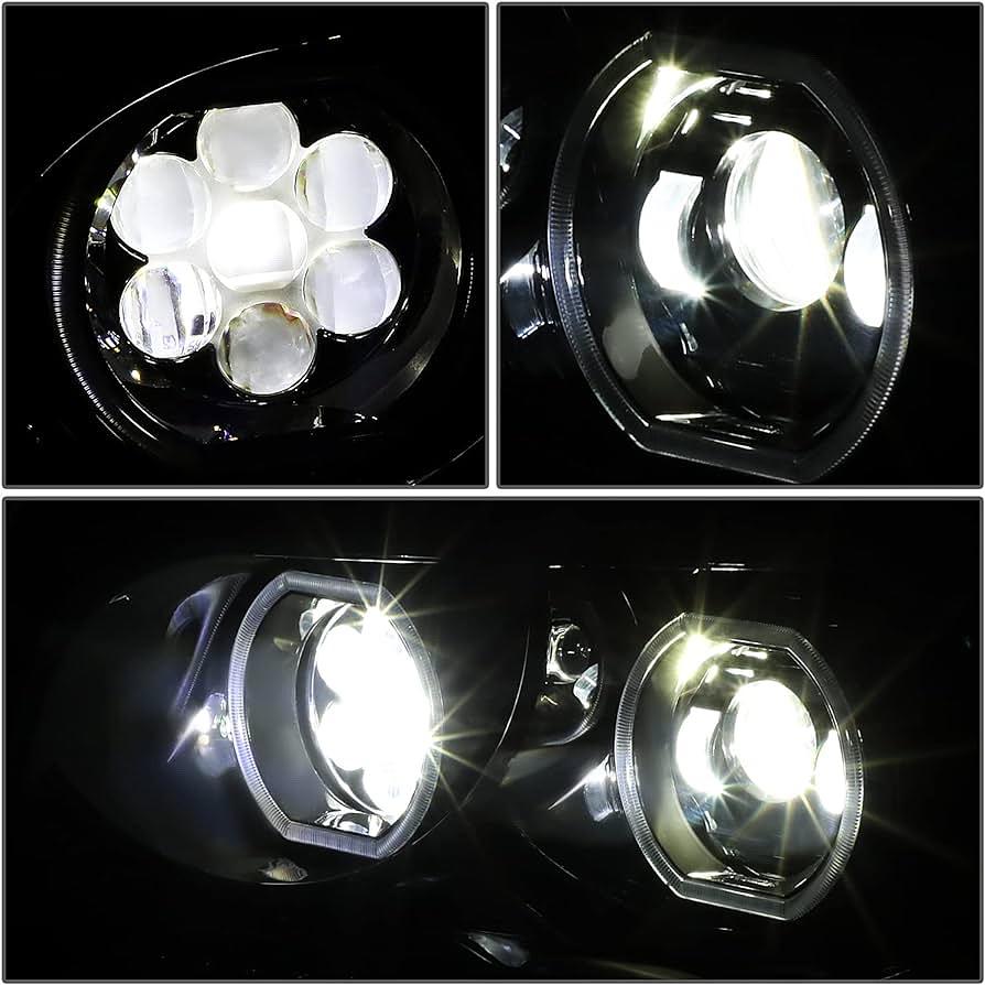 Black Amber Sequential Chase Turn Signal Headlights w/Dual LED Halo DRL Compatible with 96-10 Freightliner Century, Left & Right Side