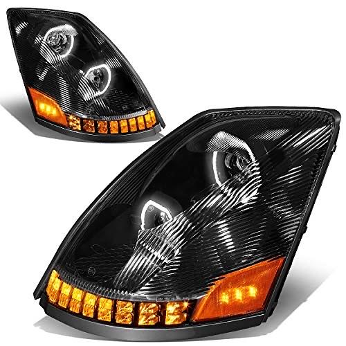 driver Pair of LED Black Sequential Signal Dual DRL Halo Projector Headlights Compatible with 04-18 VN VNL 300 400 430 630 740 760 860