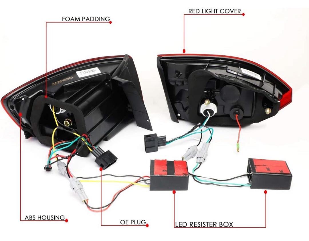 11-14 VW Jetta MK6 3D LED Tube [Sequential Signal] Tail Lights - Red Clear