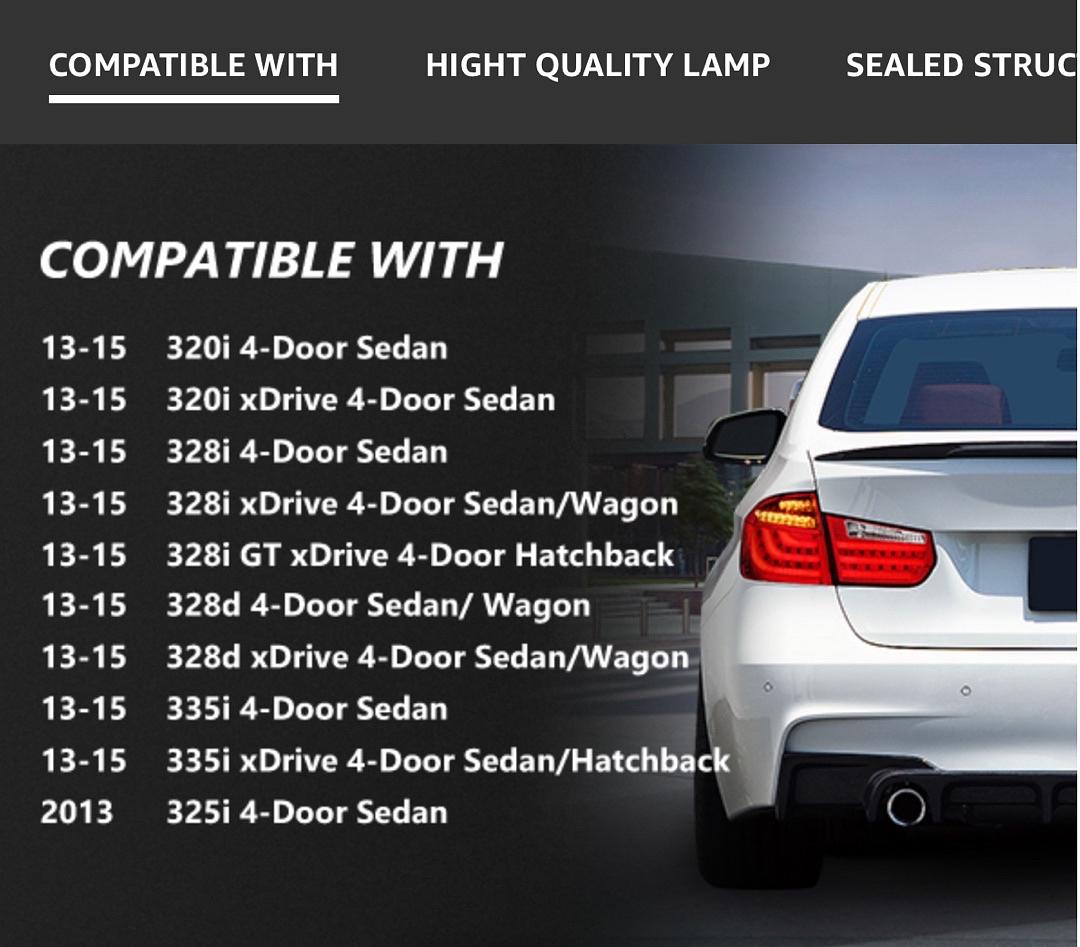 LED 3D Tail Light Assembly Driver & Passenger Side [Compatible with 13-15 BMW 320i / 13-15 320i / 2013 325i / 13-15 328i]