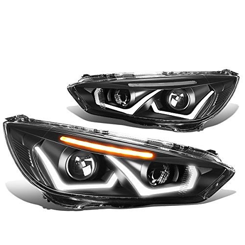 15-17 Ford Focus LED Halo Black/ Clear Headlights