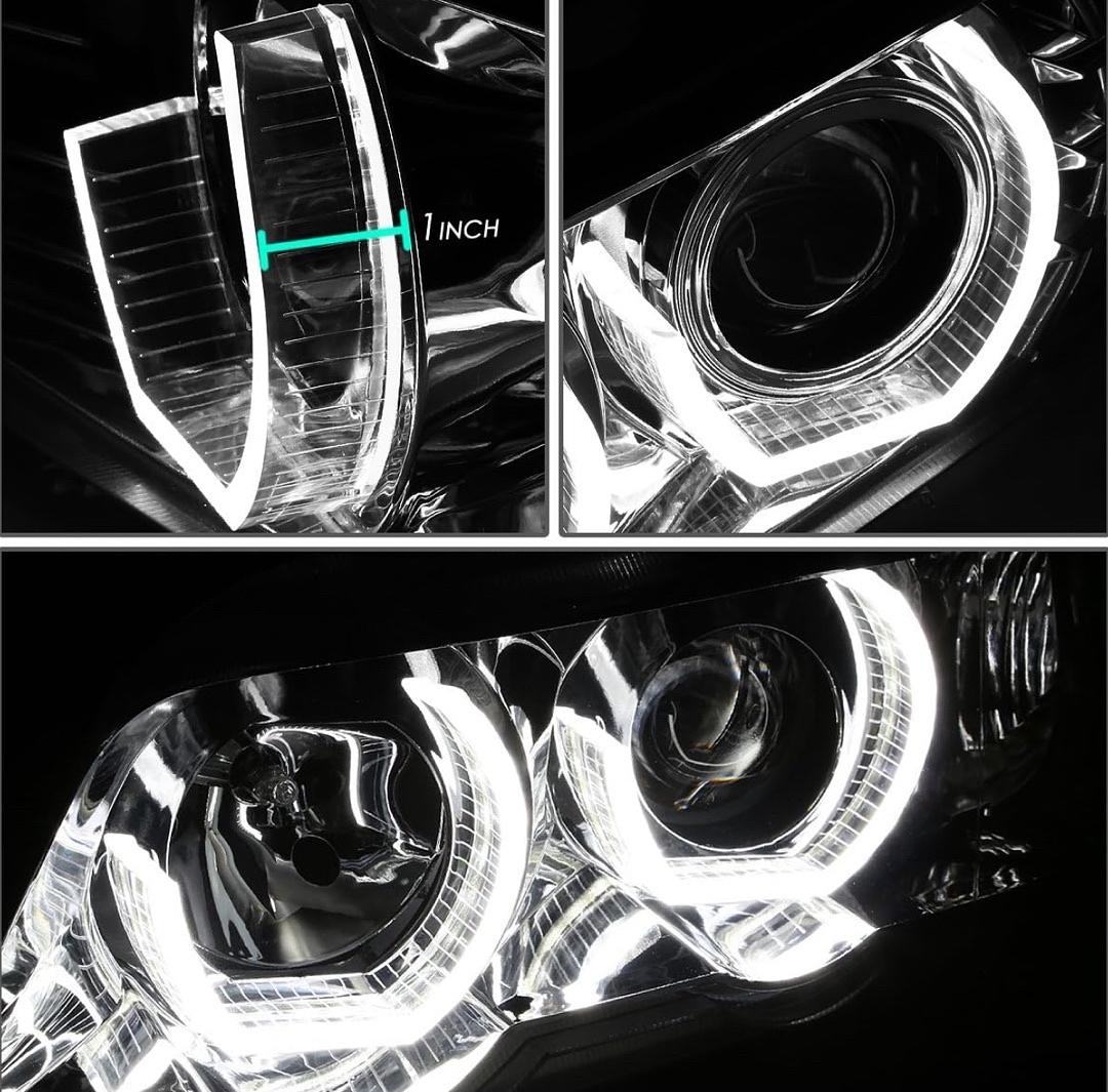 HL-3D-X500-CH Chrome Housing 3D LED U-Halo Projector Headlights Replacement Compatible with 00-03 X5
