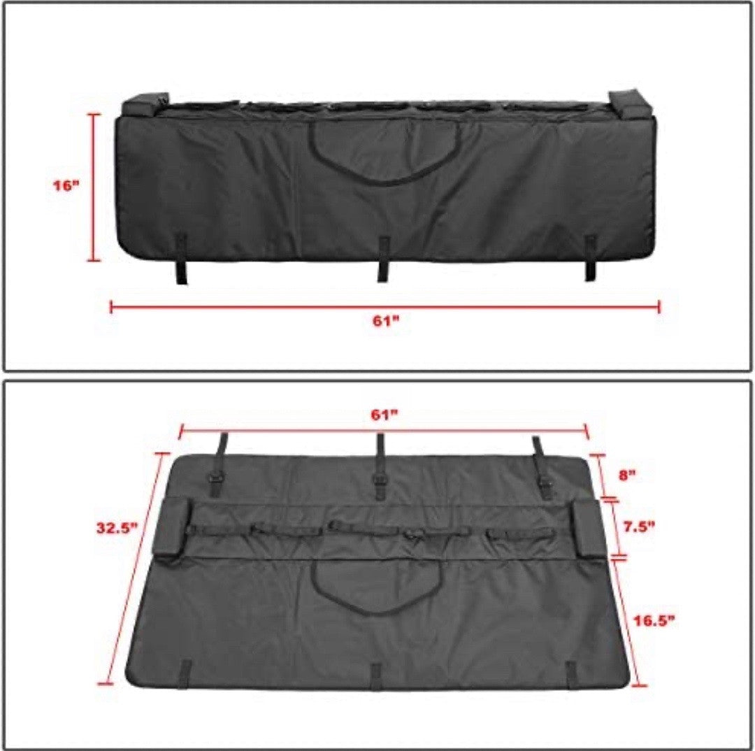 TGP-XL Bike cover Universal full size trucks 61" Waterproof Pickup Truck Bed Tailgate Ped with Bike Racks, Black