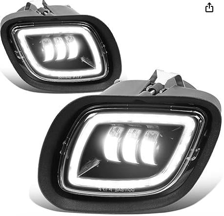 LED Halo Ring DRL Projector Fog Light Driver & Passenger Side [Compatible with 08-17 Freightliner Cascadia]