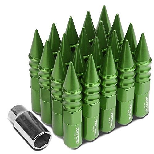 20Pcs M12 x 1.5 Open/Closed End Wheel Lug Nuts +1 X Deep Drive Extension, 20mm OD/123mm H, Green