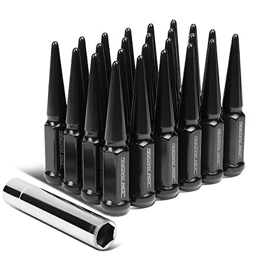 24Pcs M14 x 1.5 23mm OD/112mm Height Close End Lug Nuts + Adapter, Black