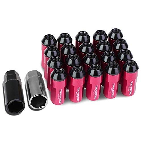 OB LN-ZTL-9027-125-PK 20Pcs M12 x 1.25 Open/Closed End Style 23mm OD/53mm Height Wheel Lug Nuts w/Deep Drive Extension, Pink