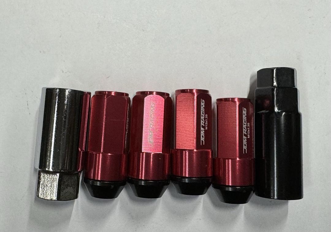 OB LN-ZTL-9027-125-PK 20Pcs M12 x 1.25 Open/Closed End Style 23mm OD/53mm Height Wheel Lug Nuts w/Deep Drive Extension, Pink