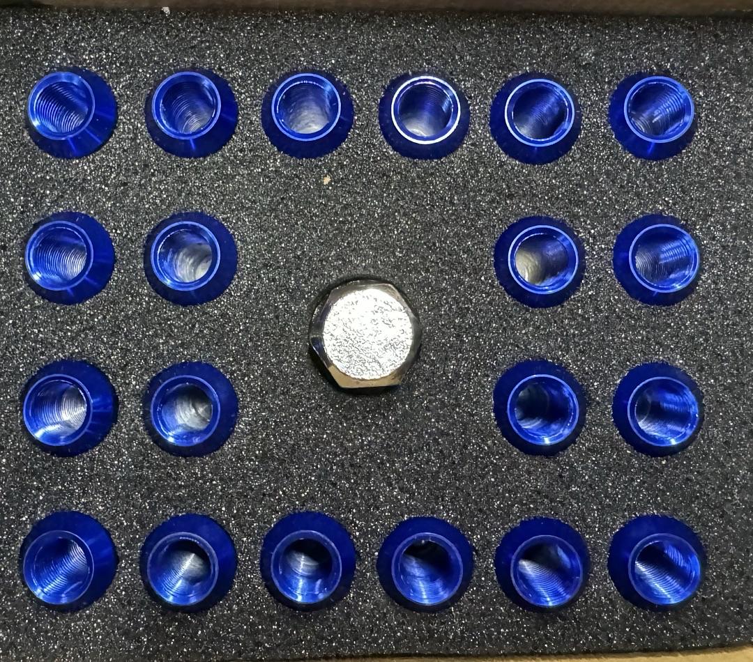 20Pcs Closed End Design M12 x 1.25 Aluminum Alloy Wheel Lug Nuts + Deep Drive Extension Adapter, 20mm OD/50mm Height (Blue)