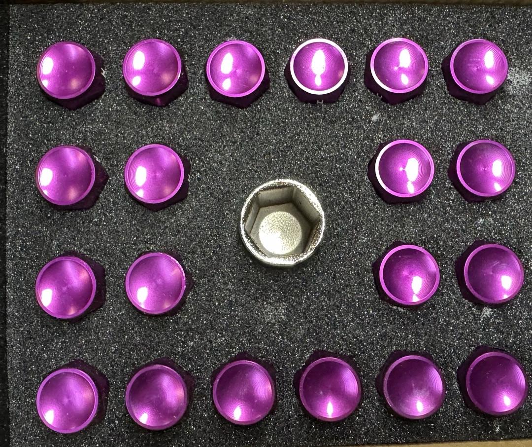 20Pcs Closed End Design M12 x 1.25 Aluminum Alloy Wheel Lug Nuts + Deep Drive Extension Adapter, 20mm OD/50mm Height (Purple)