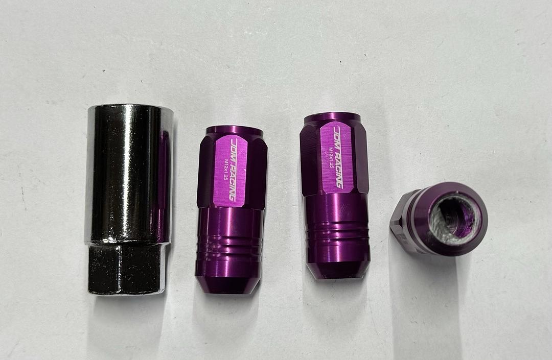20Pcs Closed End Design M12 x 1.25 Aluminum Alloy Wheel Lug Nuts + Deep Drive Extension Adapter, 20mm OD/50mm Height (Purple)