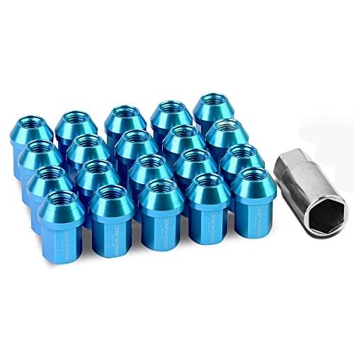 20Pcs M12 x 1.5 25mmOD/35mm Height Close End Lug Nuts w/Deep Drive Extension Adapter, Light Blue