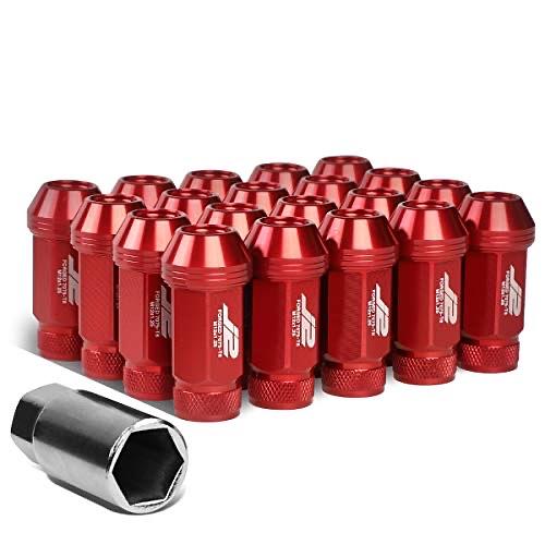 OB J2-LN-T7-021-125-RD M12 x 1.25 7075-T6 Aluminum 50mm Open-End Lug Nut w/Socket Adapter (Red)