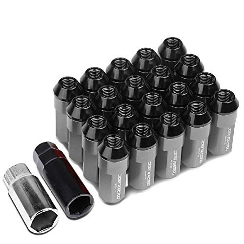 20Pcs M12 x 1.5 Open/Closed End Style 23mm OD/53mm Height Wheel Lug Nuts w/Deep Drive Extension, Gun Metal