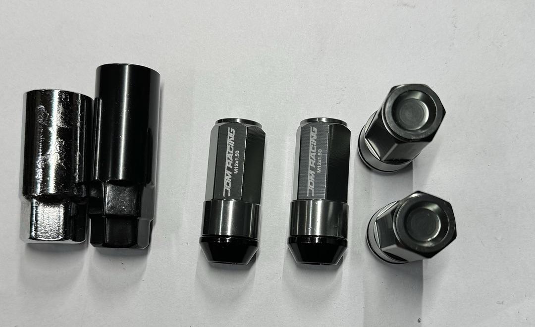 20Pcs M12 x 1.5 Open/Closed End Style 23mm OD/53mm Height Wheel Lug Nuts w/Deep Drive Extension, Gun Metal
