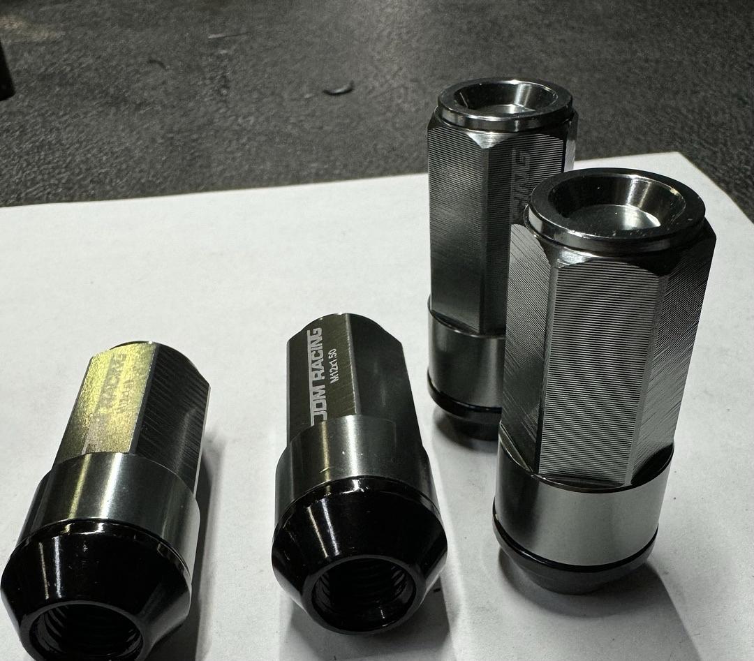 20Pcs M12 x 1.5 Open/Closed End Style 23mm OD/53mm Height Wheel Lug Nuts w/Deep Drive Extension, Gun Metal