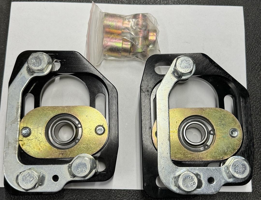 Front Camber/Caster Plates Black [For 90-93 Ford Mustang]