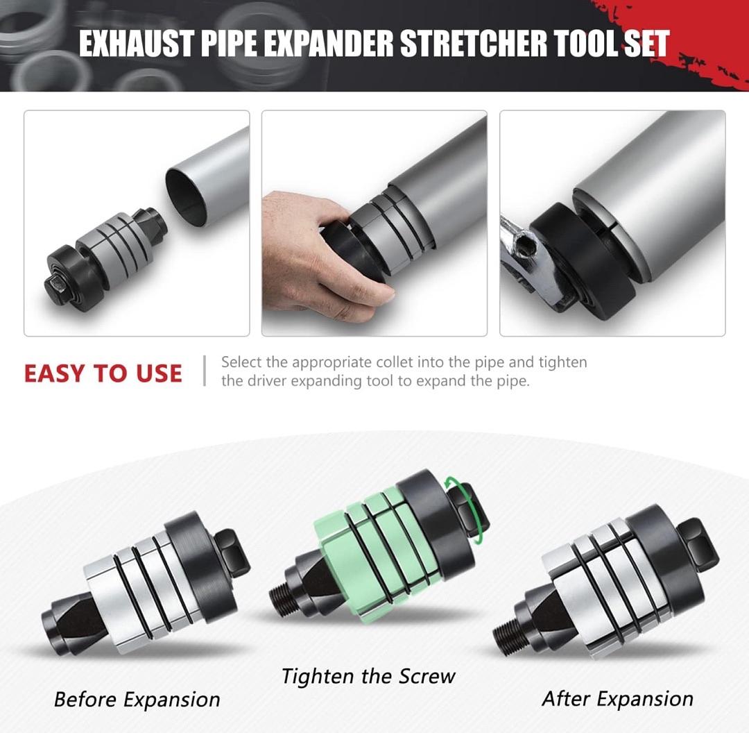 Aluminum 1-5/8 to 4-1/4 Inches Exhaust Pipe Expander Stretcher Tool Set