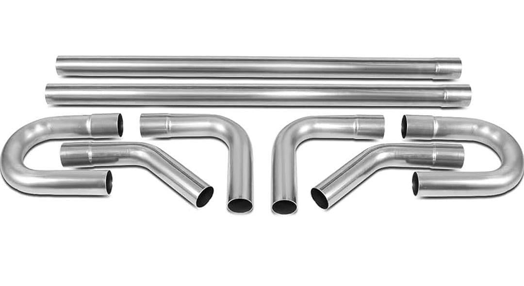 8Pcs 3 Inches Mild Steel DIY Custom Mandrel Exhaust Pipe Straight & U Bend Tube Kit Universal Fit