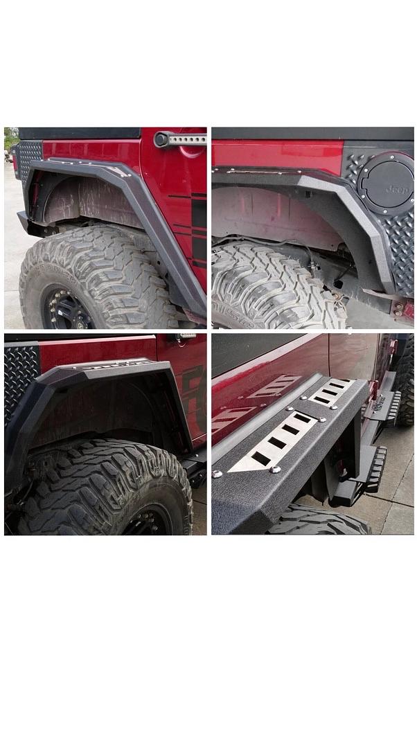 07-18 Jeep Wrangler JK Textured Rear Fender Flares Powder Coated Steel