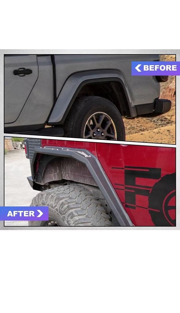 07-18 Jeep Wrangler JK Textured Rear Fender Flares Powder Coated Steel